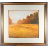 John Bond: oil on board, "Harvest", 21 1/2" x 20", in gilt frame