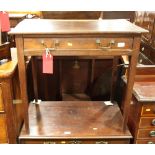 A 19th Century mahogany side table, fitted drawer, on square tapered supports, 30" wide