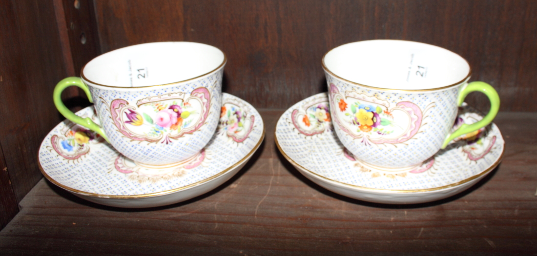 Two 19th Century hand-painted Coalport cups and saucers - Image 3 of 7