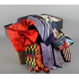 An assortment of lady's scarves and gentleman's ties