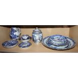 A collection of Chinese and oriental inspired blue and white porcelain, including teapot, coffee