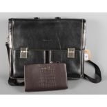 A Tress & Co leather satchel type briefcase and a "Playboy" brown clutch bag