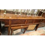 A 19th Century French oak sideboard with panelled frieze, fitted two small doors, 80" wide