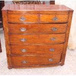 A 19th Century mahogany bowfront chest of two short and four long drawers with oval brass handles,