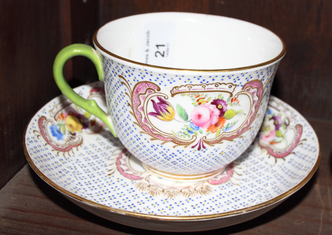 Two 19th Century hand-painted Coalport cups and saucers - Image 4 of 7