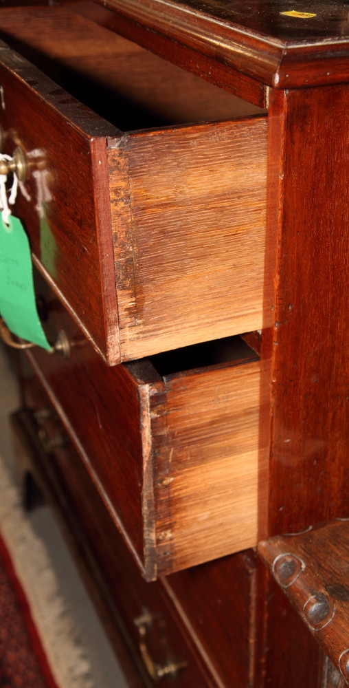 A Victorian mahogany chest of three long and two short drawers, 41" wide - Image 2 of 2