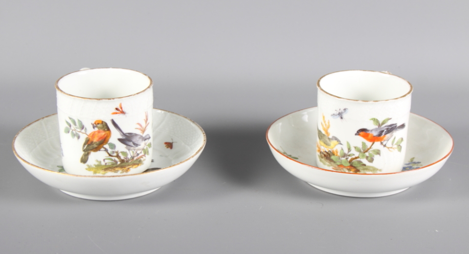 Two 19th Century Meissen porcelain cups and saucers