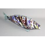 A Murano mottled glass fish, 21" long