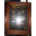 A collection of 15 magic lantern slides, various tales, in double sided glass frame