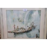 A colour print of Henley Regatta after Walter Field, in gilt frame, two signed limited edition