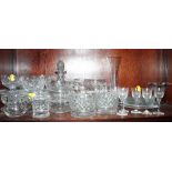 A quantity of glassware, including two 19th Century hobnail ice pails, an assortment of glasses,