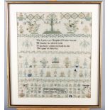 A mid 19th Century needlepoint sampler, by Mary Ann Fidderman... 1850, 14" x 12", in gilt frame