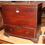A Georgian mahogany mule chest, fitted lower drawer on ogee supports, 22" wide