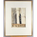 G M Forsyth: watercolour, interior view of L'Eglise Saint Wandrille, 15" x 10", in gilt frame, and