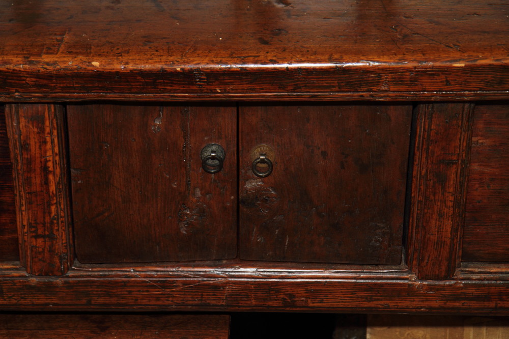 A 19th Century French oak sideboard with panelled frieze, fitted two small doors, 80" wide - Image 3 of 3