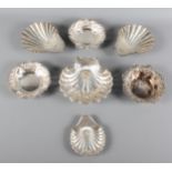 Seven silver bonbon dishes including four-shell shaped dishes, 11.5oz troy approx