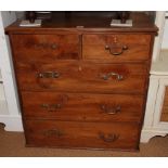 A 19th Century yew chest of two short and three long drawers with brass handles