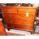 A Victorian mahogany chest of three long and two short drawers, 41" wide