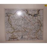 Map of Denbighshire by Saxton, in Hogarth frame