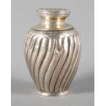 A Victorian silver pounce pot with spiral fluted decoration