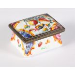 An 18th Century continental enamel snuff box decorated birds and fruit