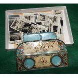 An Imperial painted tin stereo viewer and a number of associated stereo cards