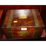 An early 19th Century mahogany and brass bound writing box with fitted interior, 11 1/2" wide