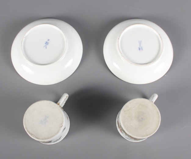 Two 19th Century Meissen porcelain cups and saucers - Image 3 of 4