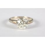 A platinum and diamond solitaire ring, stone 2.4ct approx, size P