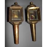Two brass carriage lanterns