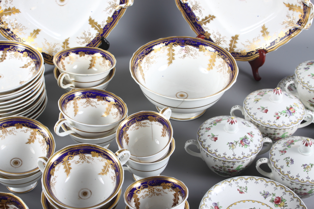 A quantity of 19th Century porcelain tea and coffee wares decorated navy and gilt, together with - Image 2 of 2