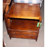 A mahogany tray-top whatnot, fitted two long drawers, on turned bulbous supports, 22 3/4" wide