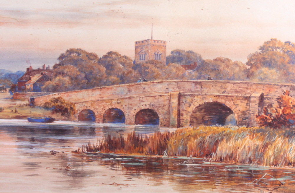 Alfred McDonald: watercolours and body colour, "Sonning - autumn evening", 24" x 10", in wash line - Bild 3 aus 3