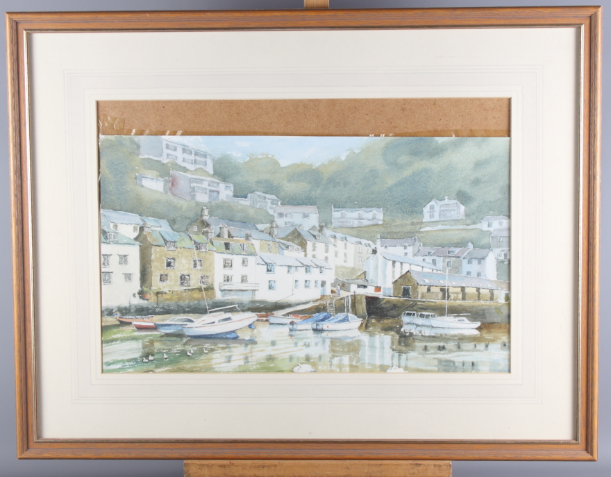 John Stanton: watercolours, Polperro, 18 1/2" x 12", in gilt frame, and Arch: a set of three 19th