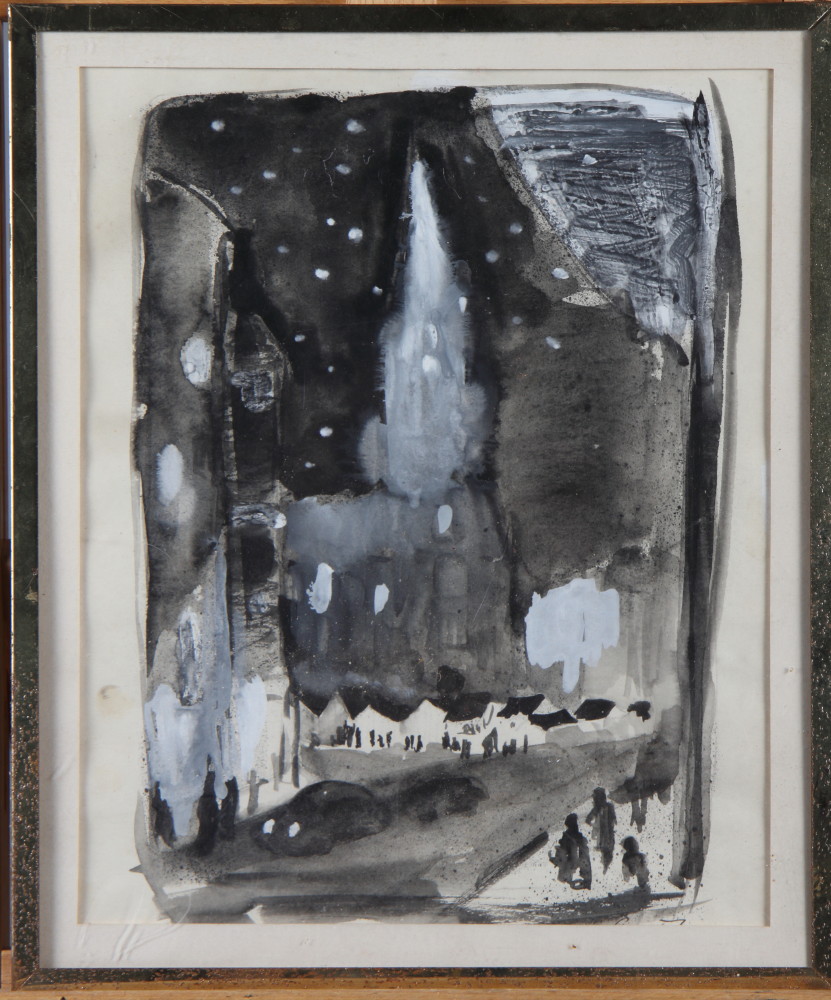 A watercolour, view of Notre Dame in the mist, signed and dated '68, in gilt frame, and four other - Bild 3 aus 5