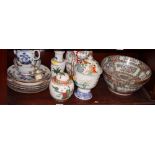 A 19th Century Chinese famille rose decorated plate, five famille verte decorated plates and other