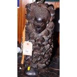 An African carved ebony ancestral figure group, 16" high