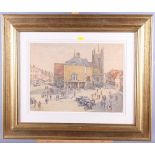 Sydney Maiden: watercolour, Wallingford Town Hall and Church, signed and dated 1948, 11" x 15", in