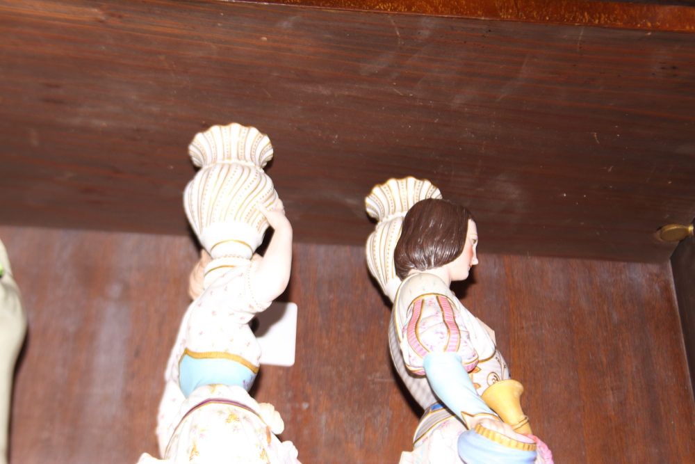 A pair of 19th century Continental polychrome bisque candlesticks, formed as figures in period - Image 10 of 11