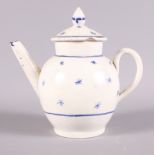 An 18th Century Liverpool globular teapot with blue star decoration and cover, 4 1/4" high (chip