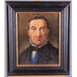 Charles W Sherborn, 1831-1912: watercolour, head and shoulders portrait on an unknown gentleman, 11"