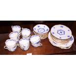 An Anglo bone china blue floral decorated teaset