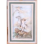 A Continental porcelain panel, Perseus and Pegasus, 1 3/4" x 11 3/4", in painted frame