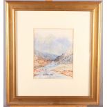 RL: watercolours, Llandberis Pass North Wales, 6 1/4" x 8", in gilt frame, and mid 20th Century