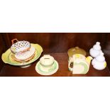 A Clarice Cliff teaset and two side plates (teapot chipped) and various other mid 20th Century