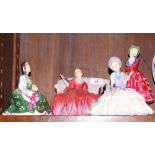 Four Royal Doulton china figures, "Elyse" HN2474, "Sweet and Twenty" HN1298, "Daydreams" HN1731, "