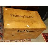 A pine fishing tackle box, 27" wide