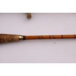 A Hardy CC de France 8 foot cane fishing rod, in bag