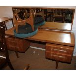 A G Plan teak dressing table, 60" long, with matching circular stool