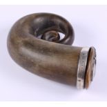 A 19th century regimental ram's horn snuff mull, 4" long